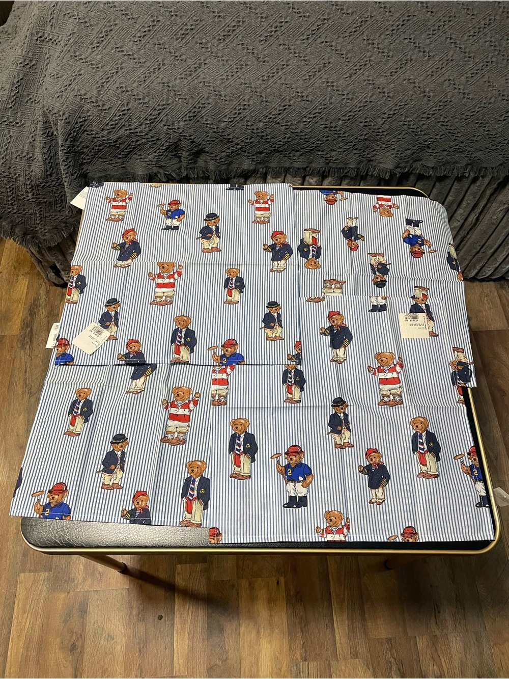 NWT Vintage Ralph Lauren Polo Teddy Bear Stripe Set of 4 Placemats Table Linens